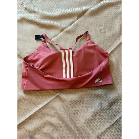 adidas Women's Aeroimpact Light Support Sports Bra 2XL Pink/Red - Picture 2 of 9